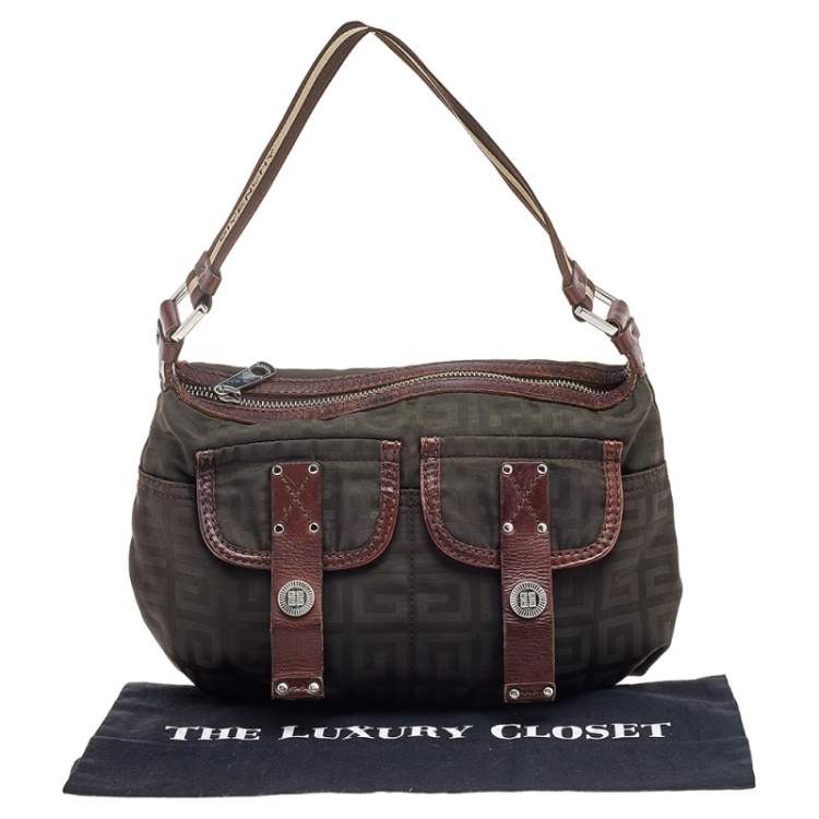 Pre Owned Givenchy Brown Canvas And Leather Baguette Bag
