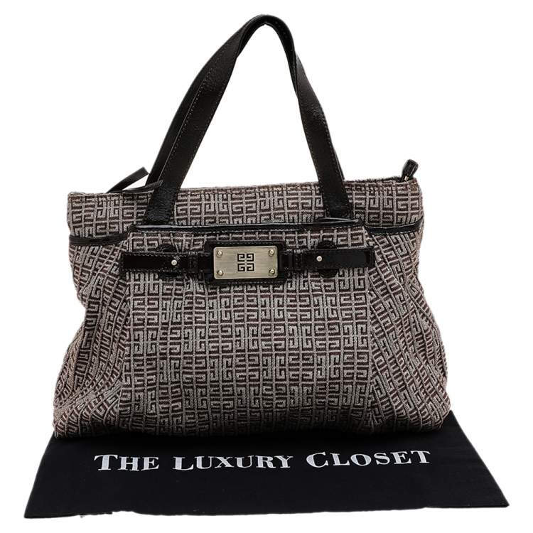 Pre Owned Givenchy Brown Monogram Canvas and Patent Leather Tote