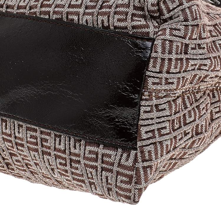 Pre Owned Givenchy Brown Monogram Canvas and Patent Leather Tote
