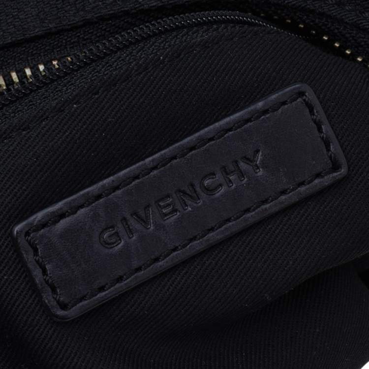 Pre Owned Givenchy Black Leather And Canvas Buckle Hobo