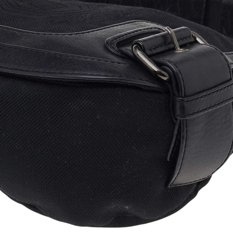 Pre Owned Givenchy Black Leather And Canvas Buckle Hobo