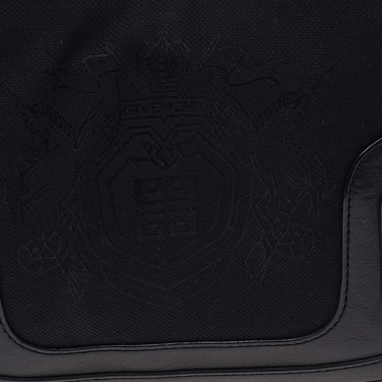 Pre Owned Givenchy Black Leather And Canvas Buckle Hobo