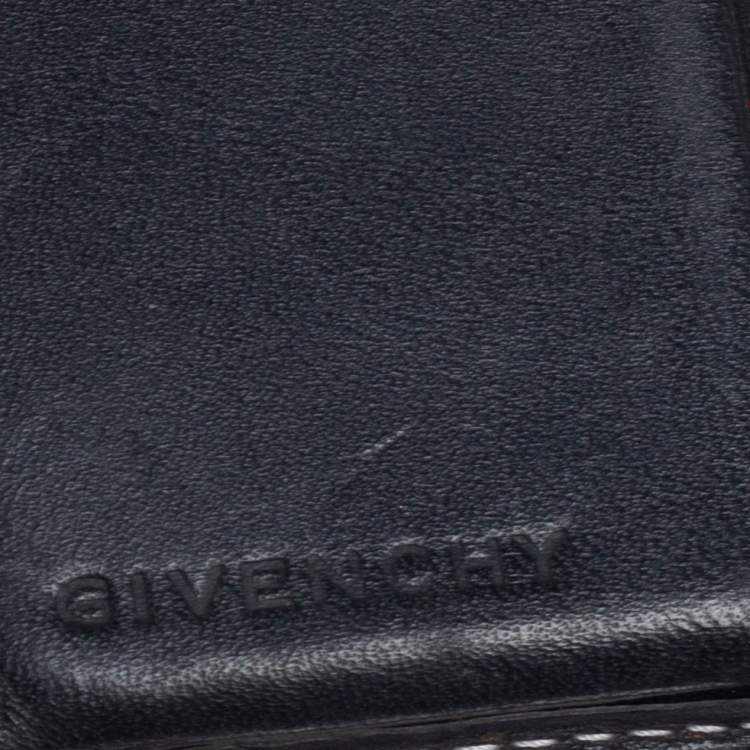 Pre Owned Givenchy Grey/Black Signature Canvas and Leather Compact Wallet
