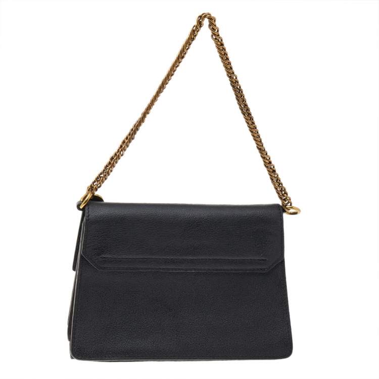 Pre Owned Givenchy Black Leather And Suede Small GV3 Shoulder Bag