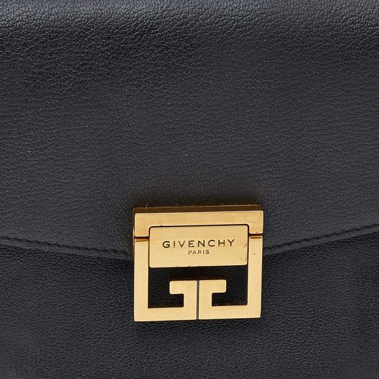 Pre Owned Givenchy Black Leather And Suede Small GV3 Shoulder Bag