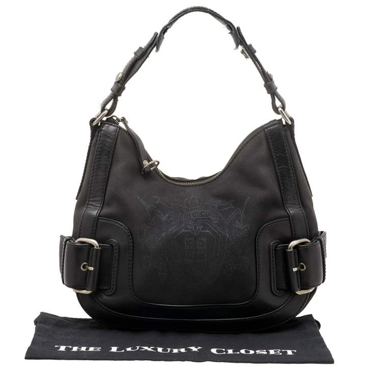 Pre Owned Givenchy Black Canvas And Leather Hobo