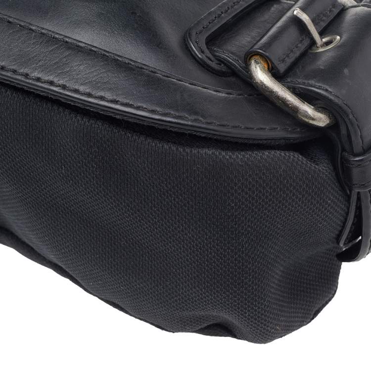 Pre Owned Givenchy Black Canvas And Leather Hobo