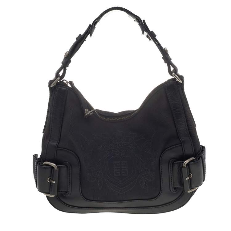 Pre Owned Givenchy Black Canvas And Leather Hobo