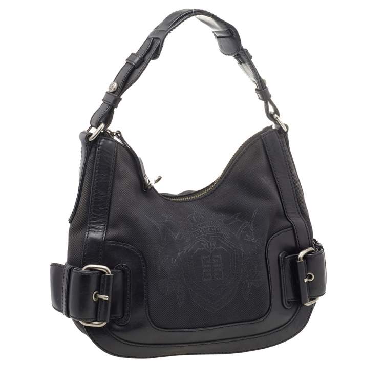 Pre Owned Givenchy Black Canvas And Leather Hobo