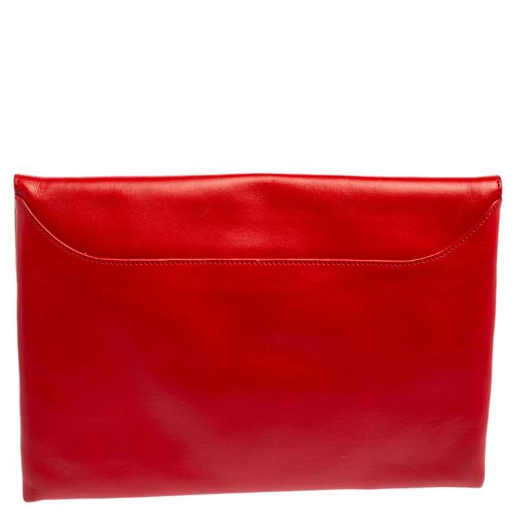 Pre Owned Givenchy Red Leather Antigona Envelope Clutch