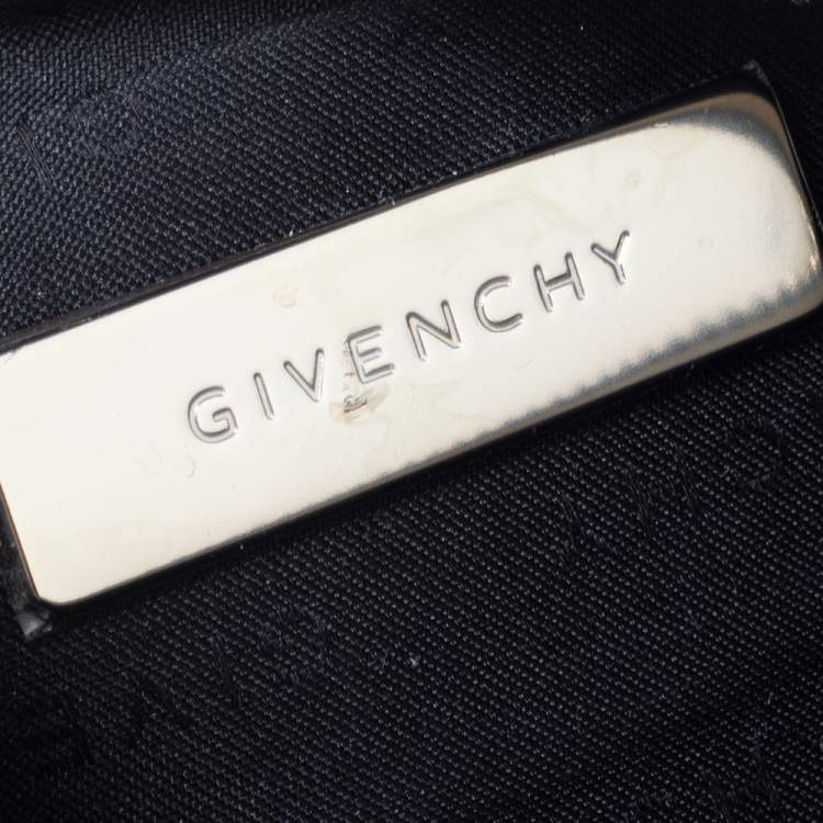 Pre Owned Givenchy White Shimmery Signature Canvas and Leather Trim Pochette