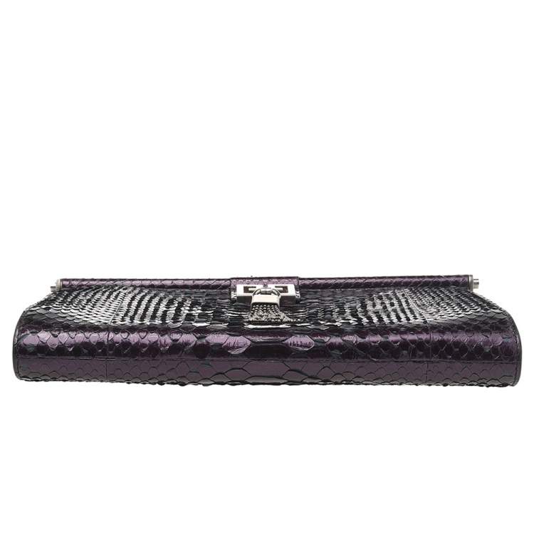 Pre Owned Givenchy Purple Python Leather Shoulder Bag