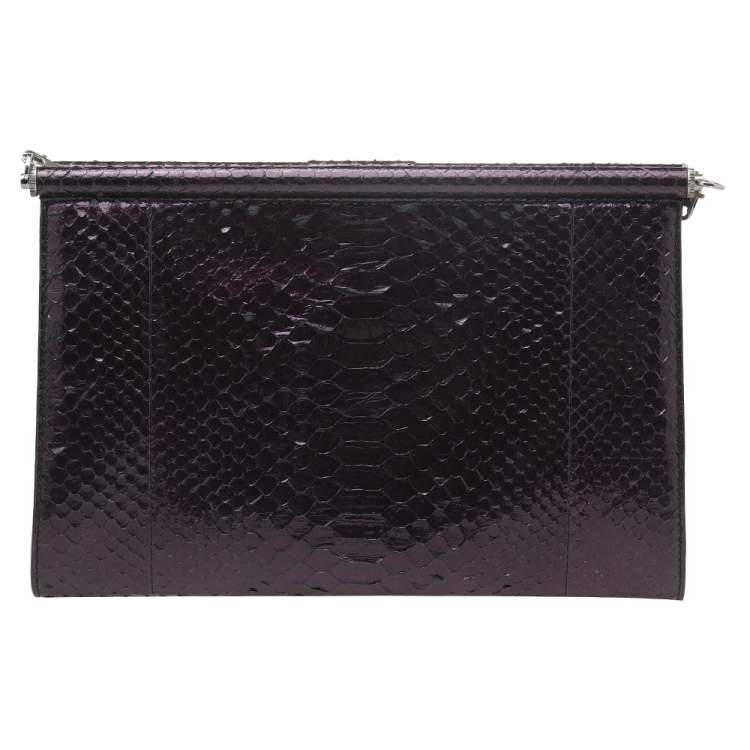 Pre Owned Givenchy Purple Python Leather Shoulder Bag
