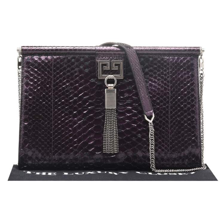 Pre Owned Givenchy Purple Python Leather Shoulder Bag