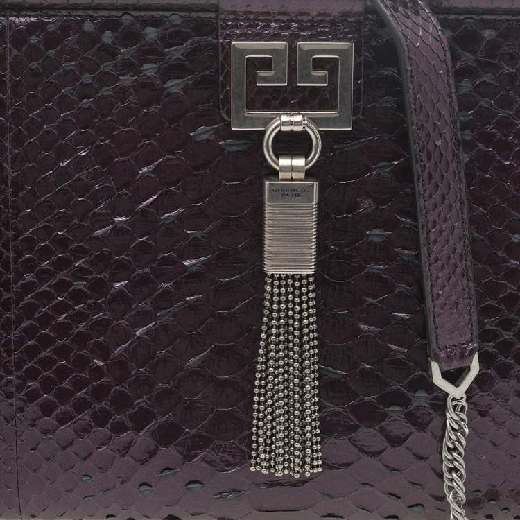 Pre Owned Givenchy Purple Python Leather Shoulder Bag