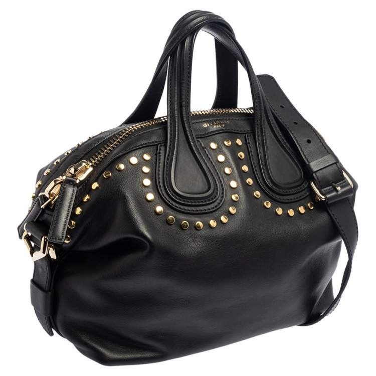 Pre Owned Givenchy Black Leather Nightingale Studded Satchel