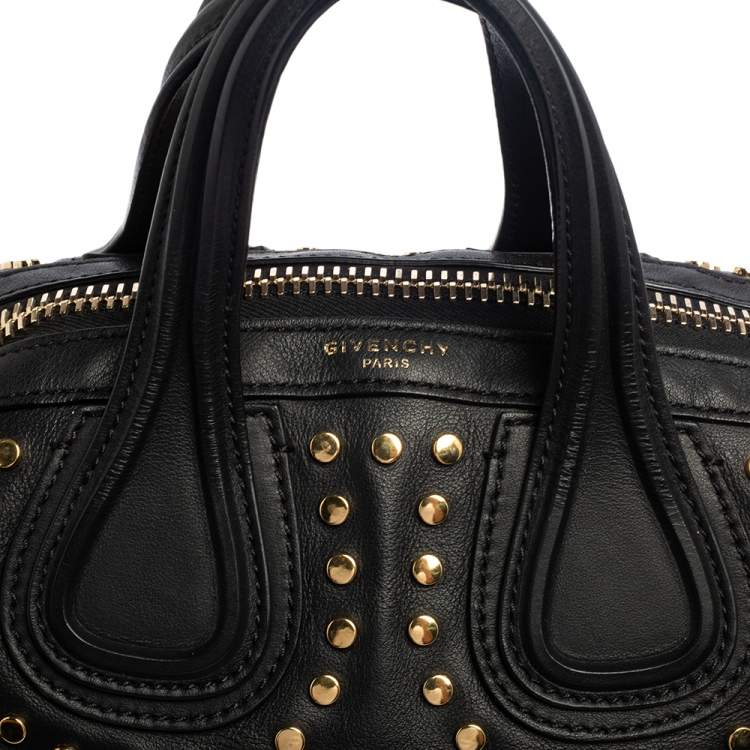 Pre Owned Givenchy Black Leather Nightingale Studded Satchel