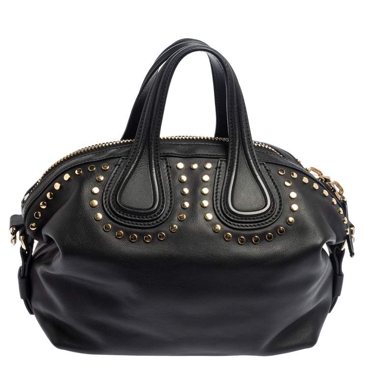 Pre Owned Givenchy Black Leather Nightingale Studded Satchel
