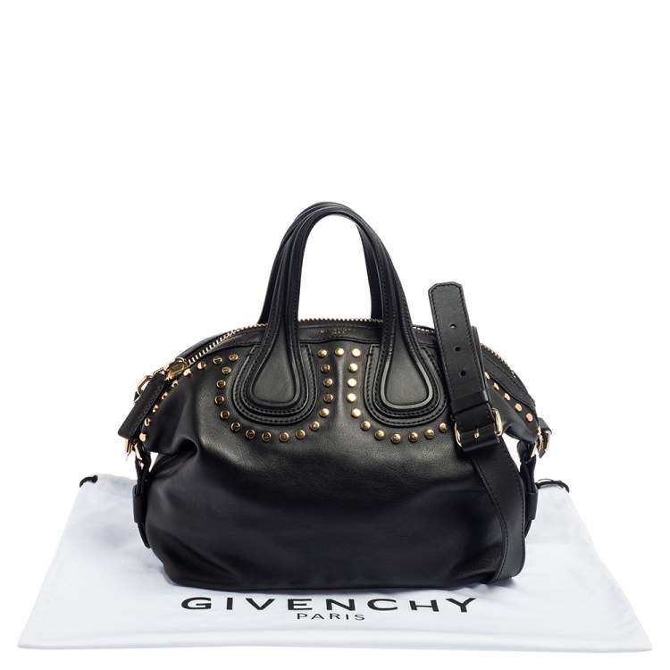 Pre Owned Givenchy Black Leather Nightingale Studded Satchel