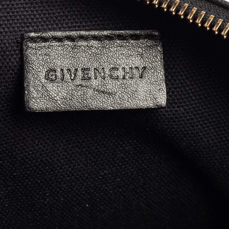 Pre Owned Givenchy Black Printed Leather Flat Clutch