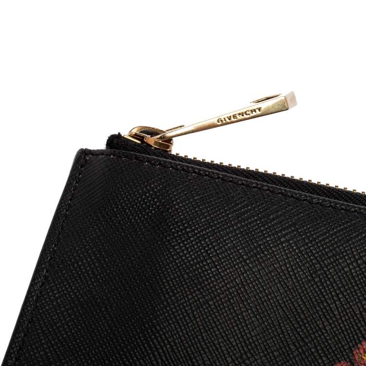 Pre Owned Givenchy Black Printed Leather Flat Clutch