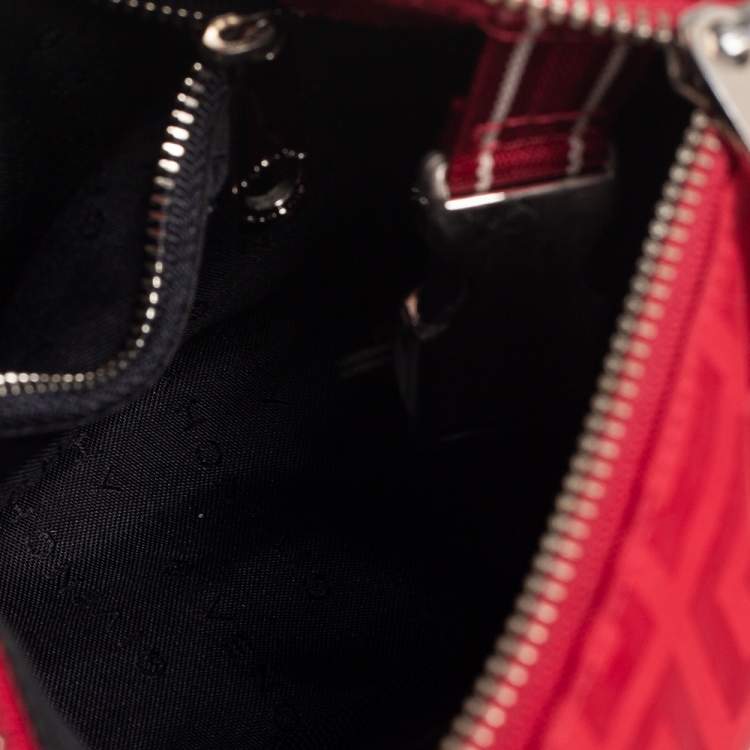 Pre Owned Givenchy Red Monogram Nylon Baguette Bag