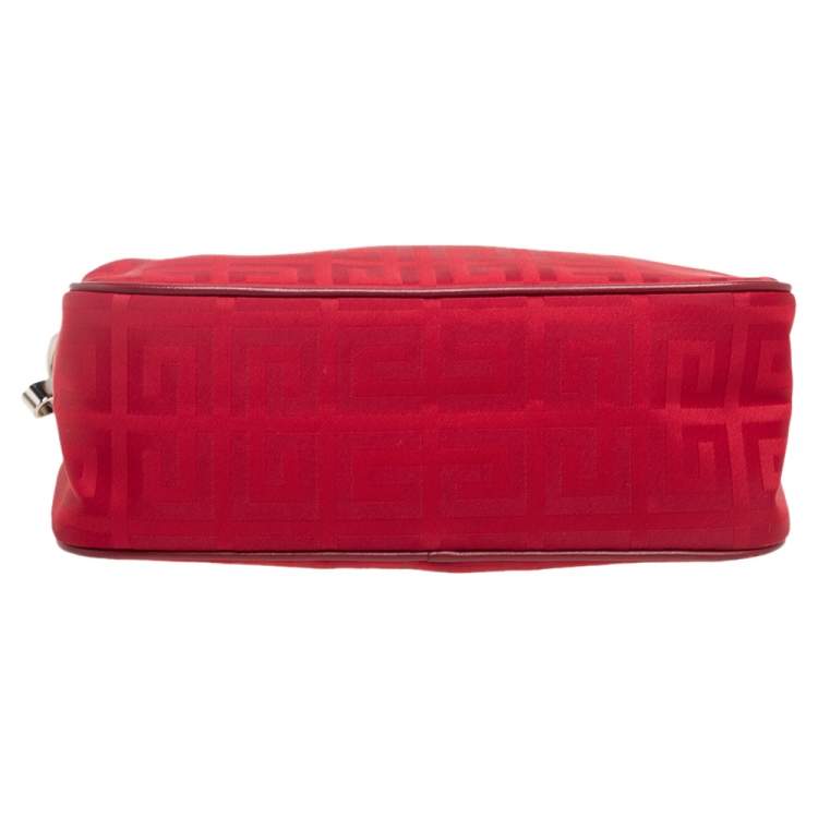 Pre Owned Givenchy Red Monogram Nylon Baguette Bag