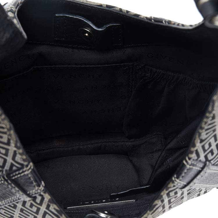 Pre Owned Givenchy Grey/Black Monogram Canvas And Leather Hobo