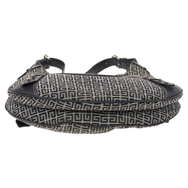 Pre Owned Givenchy Grey/Black Monogram Canvas And Leather Hobo