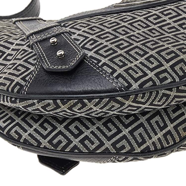 Pre Owned Givenchy Grey/Black Monogram Canvas And Leather Hobo