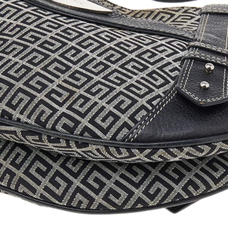 Pre Owned Givenchy Grey/Black Monogram Canvas And Leather Hobo