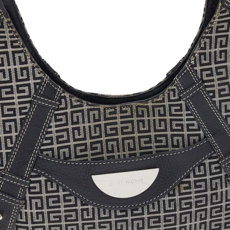 Pre Owned Givenchy Grey/Black Monogram Canvas And Leather Hobo