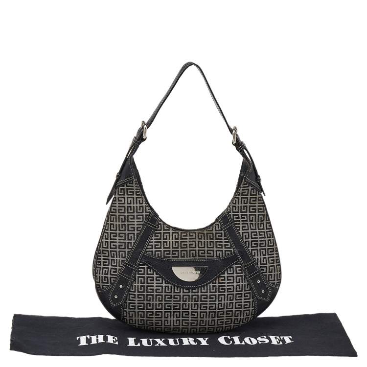 Pre Owned Givenchy Grey/Black Monogram Canvas And Leather Hobo