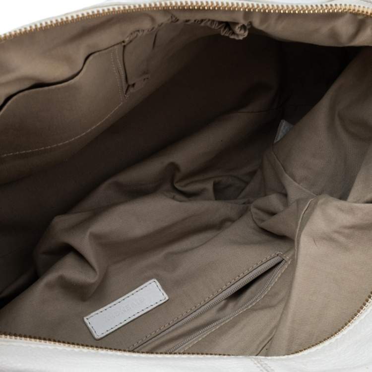 Pre Owned Givenchy White Leather East West Buckle Top Handle Bag