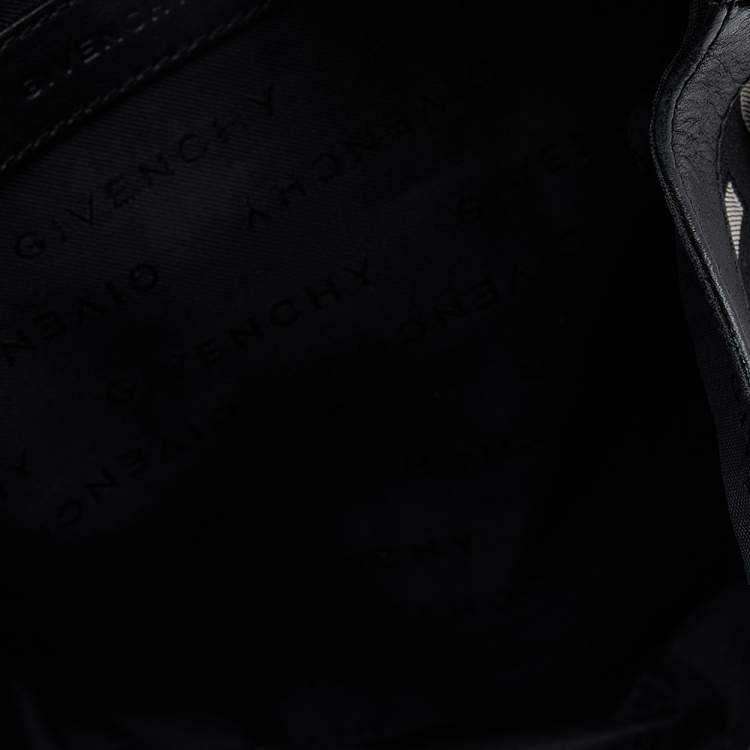 Pre Owned Givenchy Black/Grey Signature Canvas and Leather Shoulder Bag