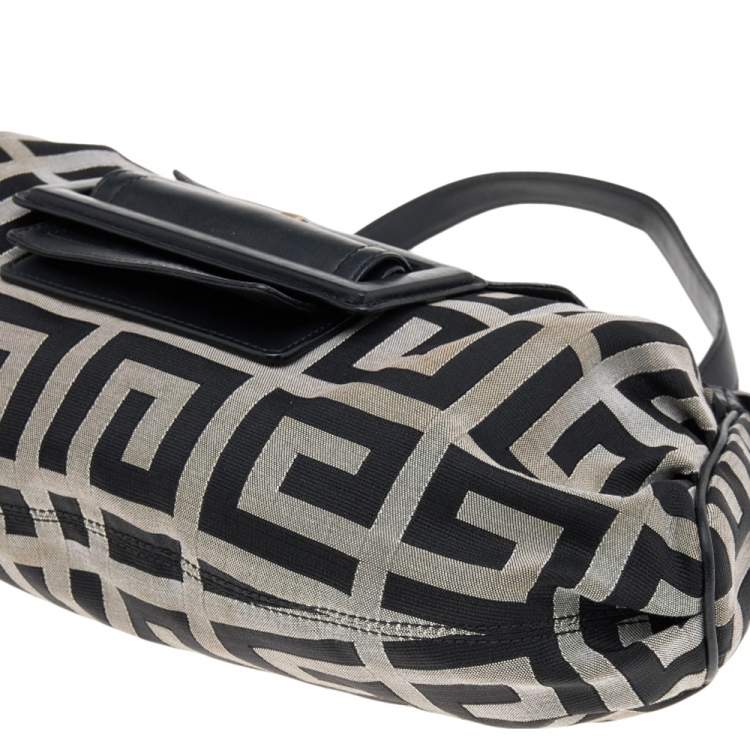 Pre Owned Givenchy Black/Grey Signature Canvas and Leather Shoulder Bag