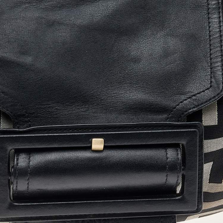 Pre Owned Givenchy Black/Grey Signature Canvas and Leather Shoulder Bag