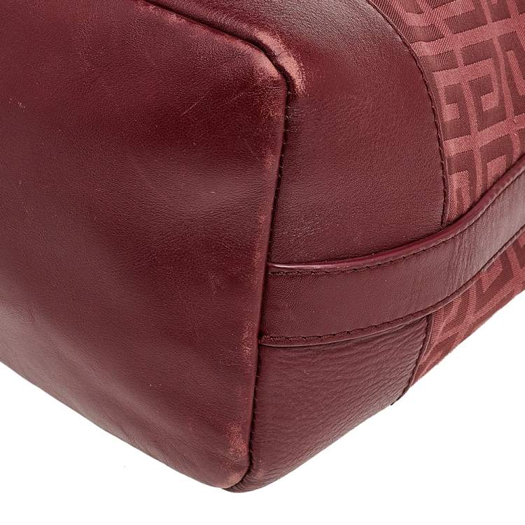Pre Owned Givenchy Burgundy Monogram Canvas and Leather Hobo
