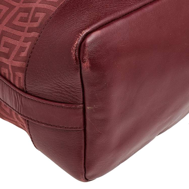 Pre Owned Givenchy Burgundy Monogram Canvas and Leather Hobo