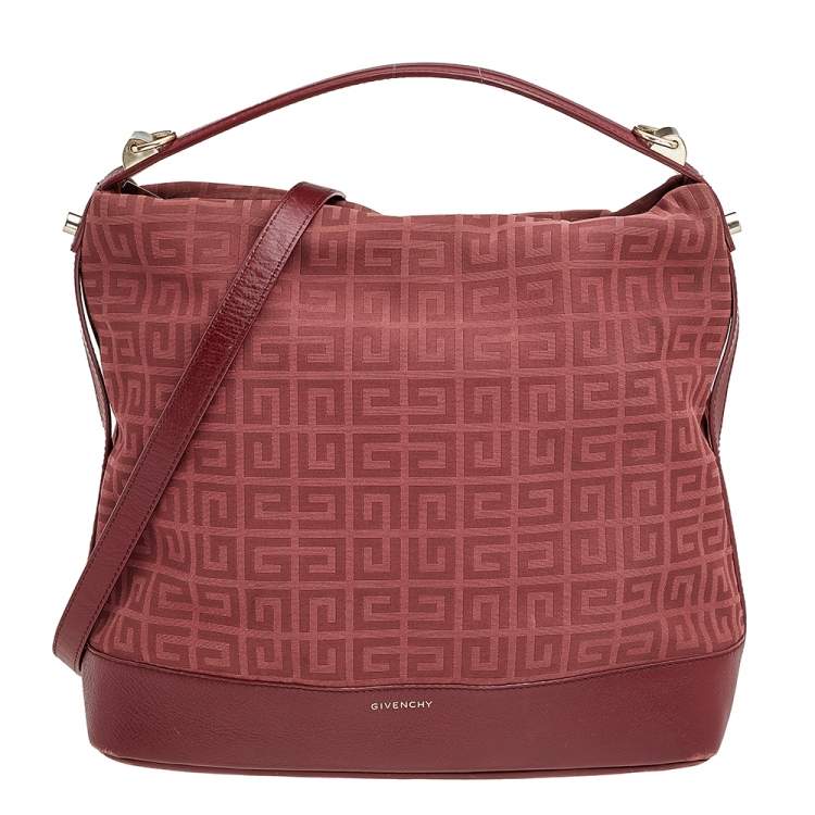 Pre Owned Givenchy Burgundy Monogram Canvas and Leather Hobo