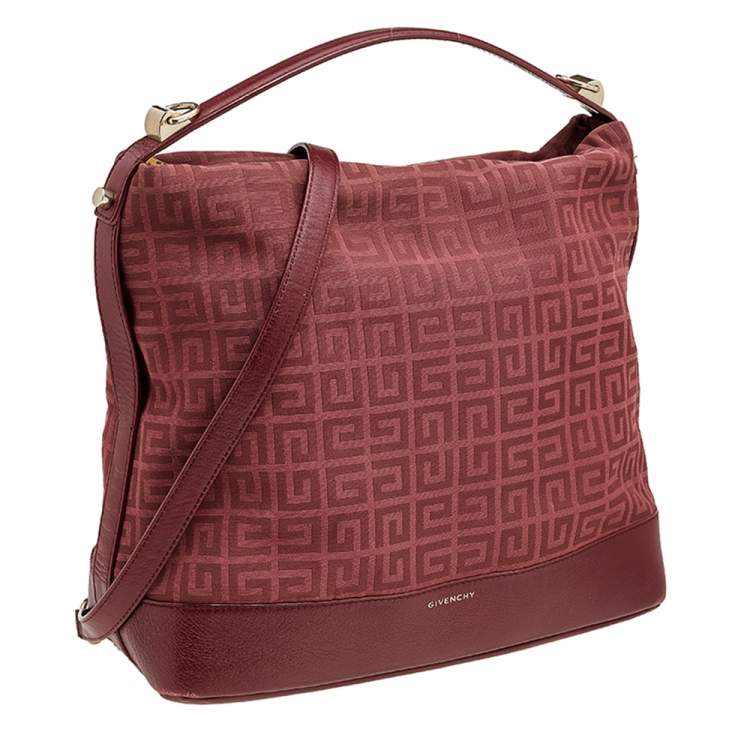 Pre Owned Givenchy Burgundy Monogram Canvas and Leather Hobo