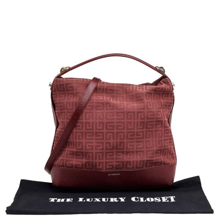 Pre Owned Givenchy Burgundy Monogram Canvas and Leather Hobo