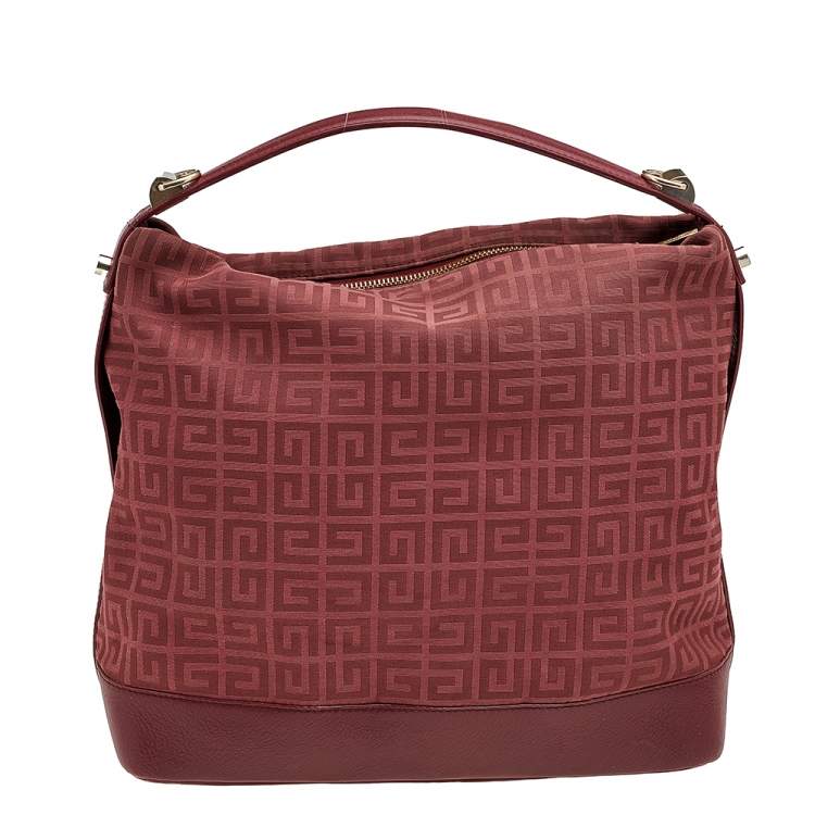 Pre Owned Givenchy Burgundy Monogram Canvas and Leather Hobo