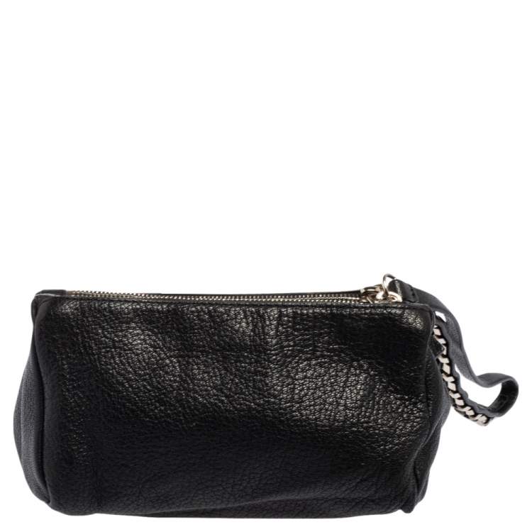 Pre Owned Givenchy Black Leather Pandora Wristlet Pouch