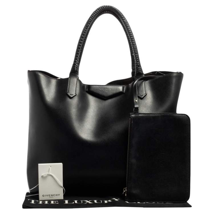 Pre Owned Givenchy Black Leather Antigona Shopper Tote