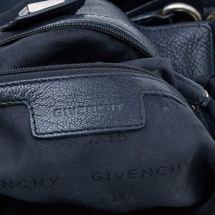 Pre Owned Givenchy Black Signature Nylon and Leather Hobo