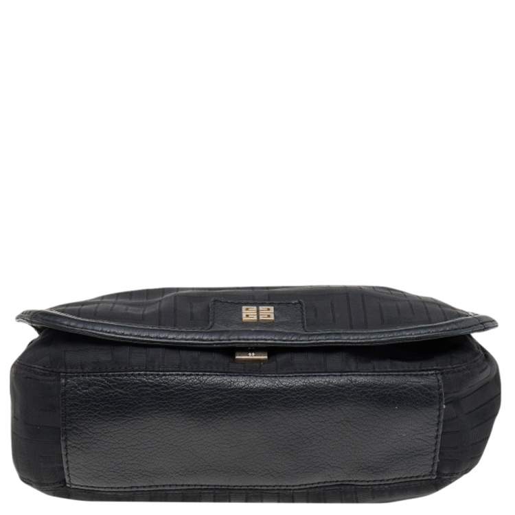 Pre Owned Givenchy Black Signature Nylon and Leather Hobo