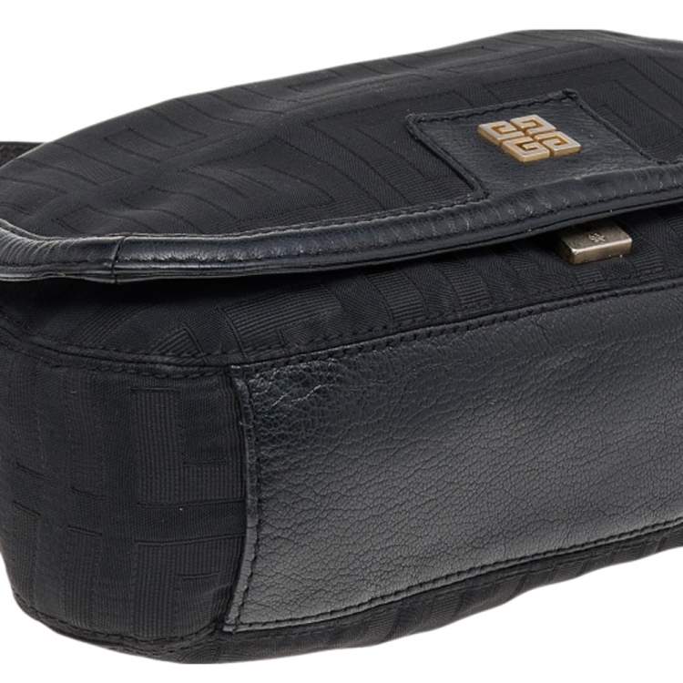 Pre Owned Givenchy Black Signature Nylon and Leather Hobo