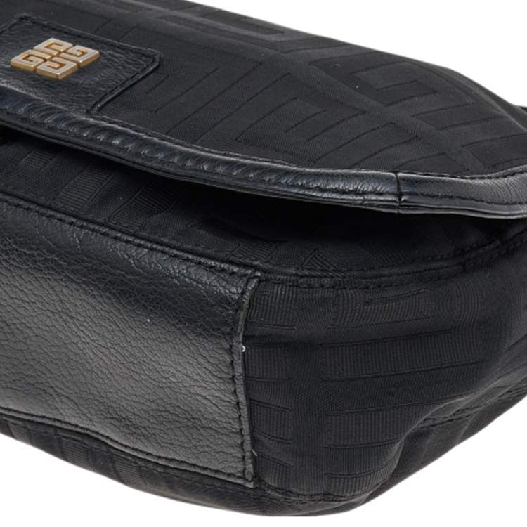 Pre Owned Givenchy Black Signature Nylon and Leather Hobo
