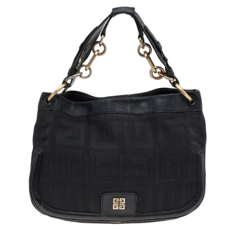 Pre Owned Givenchy Black Signature Nylon and Leather Hobo